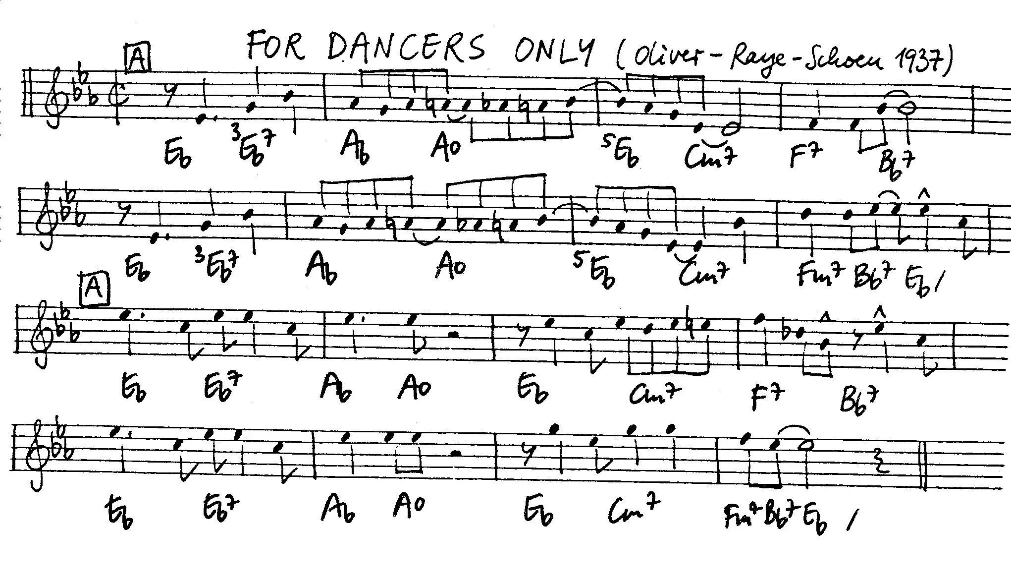 for dancers only free jazz leadsheet - Courtesy of the Jungle Jazz Band